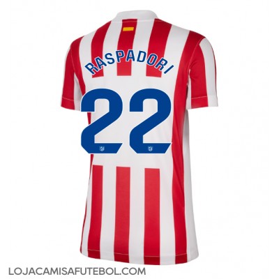Camisa de Futebol Atletico Madrid Giacomo Raspadori #22 Equipamento Principal Mulheres 2025-26 Manga Curta Camisa de Futebol Atletico Madrid Giacomo Raspadori #22 Equipamento Principal Mulheres 2025-26 Manga Curta